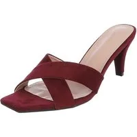 Ital-Design Damen Mules Pumps mit Stilettoabsatz und Riemen Pantolette (91895820) Pfennig-/Stilettoabsatz Sandalen & Sandaletten in Weinrot