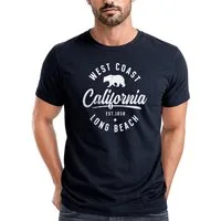 Neverless Print-Shirt Herren T-Shirt Print California Aufdruck Bär Long Beach Männer mit Print