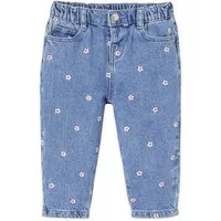 vertbaudet Regular-fit-Jeans Baby Mom-Jeans mit Stickerei Stickerei