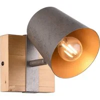 TRIO Leuchten LED Wandstrahler, Dimmfunktion, LED wechselbar, Warmweiß, Wand-leuchten innen Holz-lampe Leselampe Industrial Style, Höhe 14,5cm