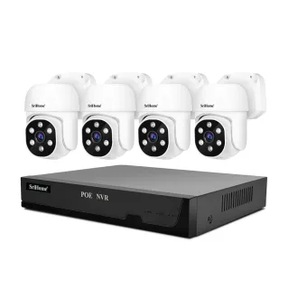 SriHome NVS005-POE030 5MP HD 4CH PoE NVR Security Camera Kit 360° Auto Motion Motion Color Night Vision Two-Way Audio IP