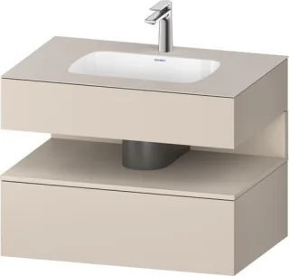 Duravit Qatego Einbauwaschtisch mit Konsolenwaschtischunterbau Taupe Matt & Supermatt 800x550x600 mm QA4785083910000