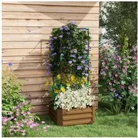 Outsunny Hochbeet mit Rankhilfe, Offenem Boden (Gemüsebeet, 1 St., Blumenkasten), Braun, 61 x 61 x 140 cm