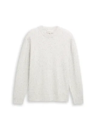 Denim Tom Tailor - Strickpullover mit Rundhalsausschnitt offwhite multicolor neps - Gr. - M