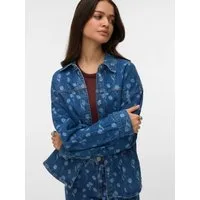 Vero Moda Jeansbluse VMHAYDEN LS FLOWER DENIM SHIRT RA380 mit Blumenmuster