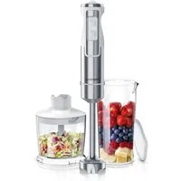 Arendo Stabmixer Edelstahl Pürierstab Set mit Zerkleinerer und Messbecher, Handmixer, 1000 W, 2 Geschwindigkeitsstufen, 4-Klingen, einfache Reinigung, DC Motor