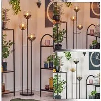 hofstein Stehlampe Stehlampe aus Metall/Glas in Schwarz/Rauch-/Bernsteinfarben/Klar, ohne Leuchtmittel, Stehleuchte im Retro-Design m. Glasschirmen (15cm), Fußschalter, E14
