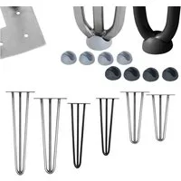 Melko Tischbein Tischgestell Hairpin Tischbeine 4er-Set Leg Haarnadelbeine, Bodenschoner