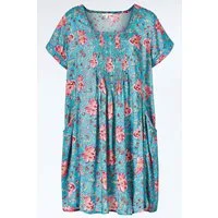 Himalaya Clothing Tunika Edles Kleid Damen mit stilvollem Blütenmuster in leuchtenden Farben Fließendes Blumenkleid aus hochwertiger Viskose