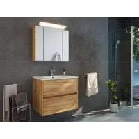 Magnolia Home Badmöbel-Set Badmöbelset Taifun 70cm 2tlg mit Spiegelschrank eiche gold