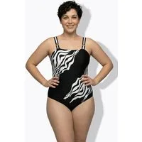 Ulla Popken Badeanzug Badeanzug Tiger-Akzente Softcups Dreierträger
