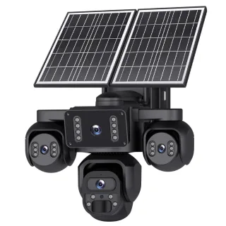 20MP AOV 4 Lens Solar Security Camera 4 Views Simultaneous Monitor Color Night Vision PIR Human Detect 2 Way Audio IP66