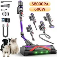 Circlio Akku-Stielstaubsauger Akku Staubsauger mit 600W/58KPa Extrem-Saugkraft, Staubsauger Kabellos, 600 W, beutellos, Selbststehend Design, Akkusauger für Teppich, Hartboden, Tierhaare