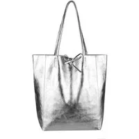 ITALYSHOP24 Schultertasche Made in Italy Damen Premium Leder SHOPPER Tasche HOBO Umhängetasche, Echtleder Business Bag leicht groß klassisch sicher geräumig Beutel