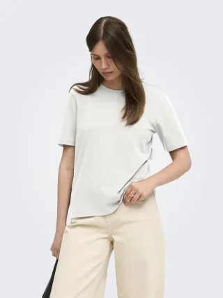 ONLY - ONLHAPPY S/S O-NECK TEE PR JRS Cloud Dancer - Gr. - M