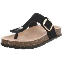 Ital-Design Modische Flip-Flops mit Schnalle für Damen Zehentrenner (91512274) Flach Zehentrenner in Schwarz