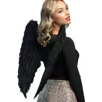 Boland Kostüm-Flügel Engelflügel Zora schwarz 65x65 cm Kostümflügel für Engel Teufel Gothic, >Elastische Träger sorgen für sicheren Halt