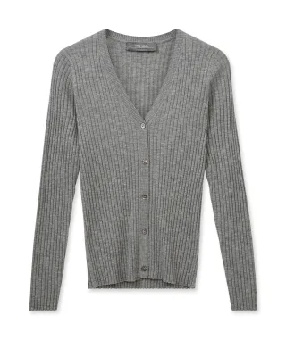 MOS MOSH - MMRelena Rib V-neck Knit Cardigan sharkskin - Gr. - M