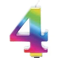 Fiestas Guirca Geburtstagskerze Kerzenzahl 4 Regenbogen