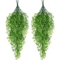 Kunstpflanze 4 Stück Kunstpflanzen, Künstliche Hängepflanze Künstlich Efeugirlande, TUWENA, Kunststoff Rattan Ranken für Wanddekoration Im Innen-Und Außenbereich