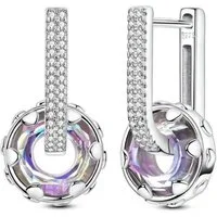 ELLAWIL Paar Creolen Ohrcreolen Ohrschmuck Damenohrringe Creole Hoop Ø 14 mm bunte Steine (GESCHENKIDEE), inklusive Geschenkschachtel