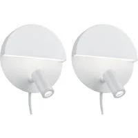 TRIO Leuchten LED Wandleuchte, getrennt schaltbar, LED fest integriert, Warmweiß, 2er Set Nachttisch-lampe Wand innen, mit Schalter & Stecker Ø 16cm