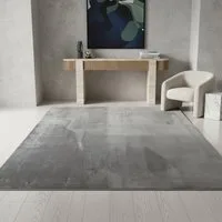 KADIMA DESIGN Teppich Kurzflor Unifarben Polyester Antirutsch Wohnzimmer Teppich, Rund, Höhe: 13 mm, Maschinenwäsche, Rücken aus Filz/Anti-rutsch, Gekettelt, 80x80cm