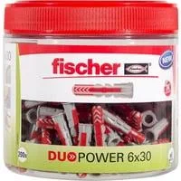 Dübel DUOPOWER 6x30, wiederverschließbare Dose hellgrau/rot, 200 Stück