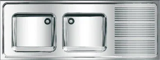 KWC Aquarotter Gewerbespüle, MAXIMA, Edelstahl, 2 Becken, 1600x382x600 mm, Tropfteil re, 2000057704 2000057704