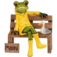 formano Dekofigur Frosch Moin auf Bank mit Möwe 13 cm Froschfigur Kunststein (1 St)