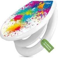 banjado WC-Sitz mit Kindersitz Motiv Farbspritzer (mit Kindersitz, integrierte Scharniere), 44,9 x 37,1 x 5 cm