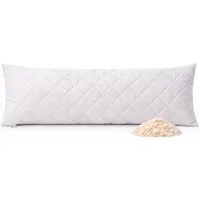 Heubergshop Naturfaserkissen, Füllung: Schafwolle, Bezug: 100% Baumwolle, Seitenschläfer, Seitenschläferkissen, 40x140cm - Gefüllt mit Schafwollkügelchen (Schurwolle 40x140 Weiß)