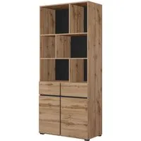 OTTO home Aktenschrank Cross, Breite 85 cm, modernem grifflose Standregal, Bücherregal Standregal mit 6 offene Fächern, 2 Schubladen und 2 Türen, Büroregal