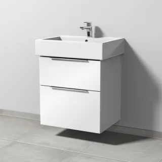 Sanipa 3way Waschtischunterbau zu Duravit Vero Waschtisch mit 2 Auszügen, Weiß-Glanz UF71678