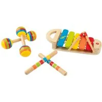 Playtive Spielzeug-Musikinstrument Playtive Musikset Kinder Holz Mini Musikinstrument Musikant Percussion, (7 tlg)