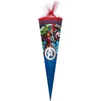 Nestler Schultüte Avengers, 85 cm, eckig, mit rotem Tüllverschluss