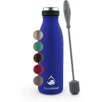coolrhino Isolierflasche rhinoTherm2 Edelstahl Trinkflasche 500 ml / 1 liter, Thermosflasche BPA frei mit Reinigungsbürste, Spülmaschinenfest