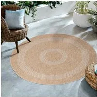 SIMPEX24 Outdoorteppich Vintage Design, Rund, Höhe: 5 mm, Runder Teppich Vintage Design Naturfarben für Terrassen Küchen Balkon