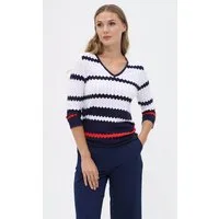 Passioni Strickpullover mit Zick-Zack-Streifen-Design