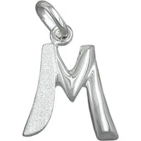 unbespielt Buchstabenanhänger Kettenanhänger Anhänger Buchstabe M aus 925 Silber Abmessung 15 x 13mm, Silberschmuck für Damen