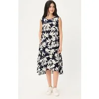 Olsen Midikleid Kleid mit Rundhalsausschnitt und Allover-Dessin