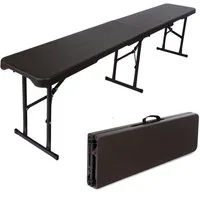 TRUTZHOLM Bierzeltgarnitur Bierbank Klappbank Kunstoff Grau Holzoptik Bierzeltbank Campingbank, (Produkt, 1-tlg., Artikel), stabil, pflegeleicht, transportabel,180cm klappbar