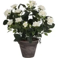 Kunstpflanze Mica künstlicher Rosenstrauch weiß im Blumentopf, Mica Decorations
