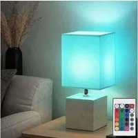 GLOBO LIGHTING LED Tischleuchte, Leuchtmittel inklusive, Warmweiß, Farbwechsel, Tisch Lampe Fernbedienung Wohn Zimmer Textil Lese Lampe dimmbar im Set