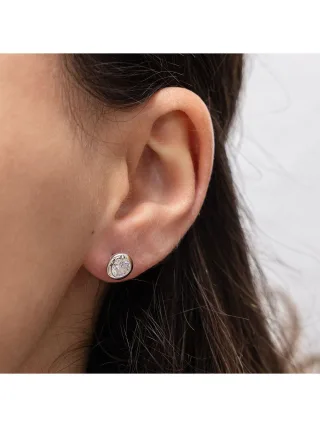 Zeeme Basic Ohrringe Silber 925 rhodiniert mit weißen Zirkonia-Steinen