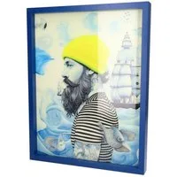 Giftcompany Wanddekoobjekt Glasbild Love Frames Seemann Blau Gelb