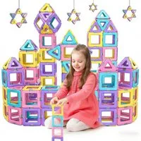POPOLIC Magnetische Bausteine, Magnetbausteine Spielzeug ab 2 Jahre Magnetspielbausteine, (40 St., Magnetspiel Geschenk Mädchen ab 2 Jahre), Farbenfrohe Magnete Kinder Mädchen Junge ab 3 4 5 6 7 8 Jahre