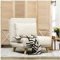 HOMCOM Schlafsofa Klappsessel mit Bettfunktion, Klappsessel 1 Teile, für Wohnzimmer, Cremeweiß