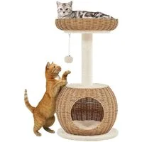 Yaheetech Kratzbaum 75 cm (H), mit Katzenkorb & Liegemulde & Hängender Plüschball