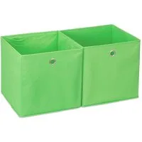 relaxdays Aufbewahrungsbox Stoff im 2er Set, grün